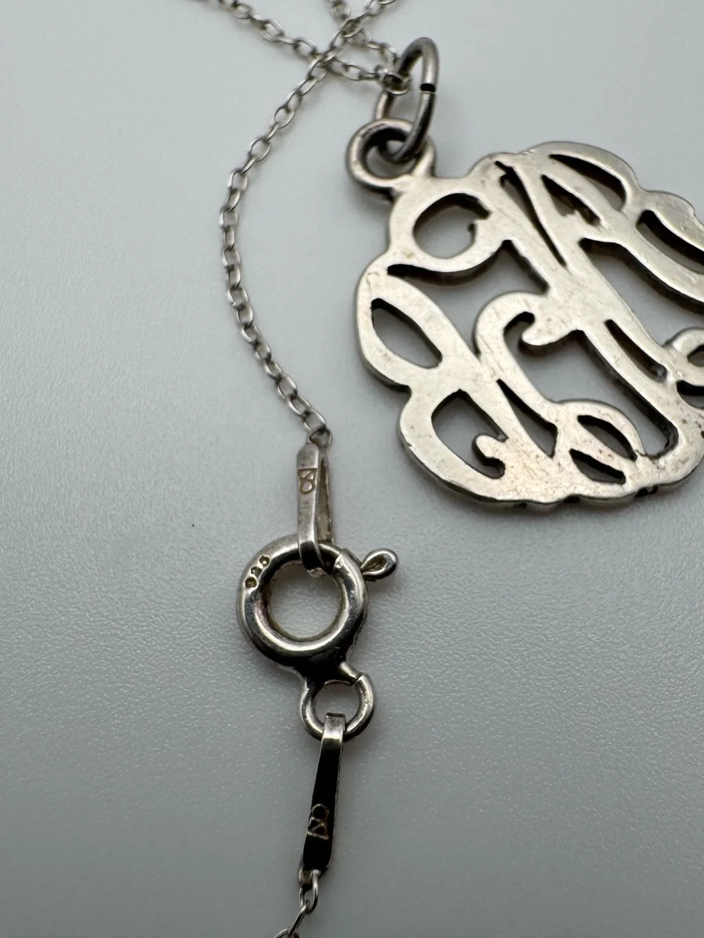 Sterling Silver 925 Monogrammed Pendant Necklace AGB